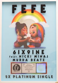 6IX9INE - NICKI MINAJ, FEFE, RIAA Commemoration Award Platinum Plaque