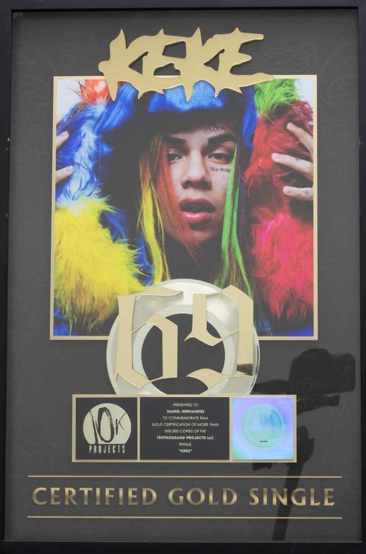 6IX9INE, KEKE, RIAA Commemoration Award Plaque (1 of 4)
