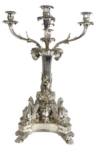 Impressive 19th C. Sterling Silver Centerpiece Candelabrum