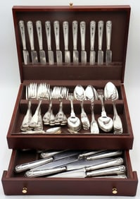 Thomas and George Hayter "Fiddle, Shell and Thread" Sterling Flatware Set