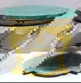 Italian Empire Style Malachite & Bronze Center Table