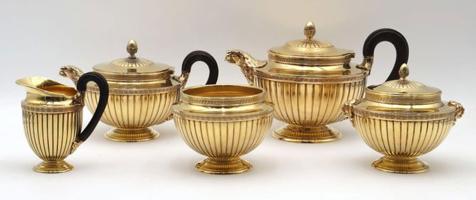 Rare Emile Puiforcat for Tiffany & Co. Vermeil Sterling Tea Set