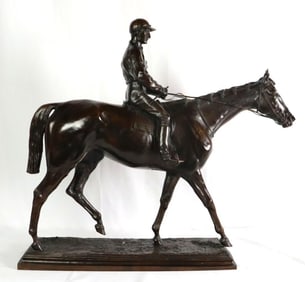 After Isidore Jules Bonheur "Kincsem with Charles Madden" Bronze Sculpture