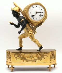 Antique French Blackamoor Ormolu Bronze Clock