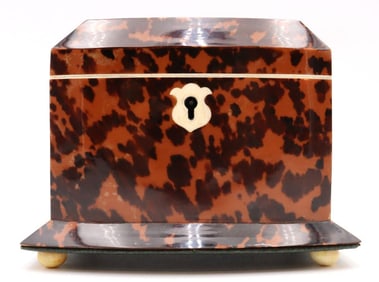 19th C. English Tortoise Shell Tea Caddy Box