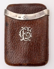 George Henry James Sterling Silver & Leather Cigar Case