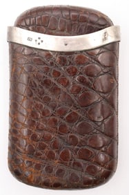 John Brashier London Sterling Silver & Leather Cigar Case