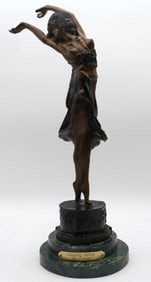 After Clair Colinet (French 1880-1950) "Swaying Dancer" Bronze Sculpture
