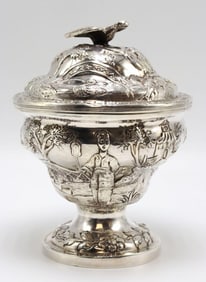 Late 18th C. W.M Shaw George III Sterling Silver Tea Caddy