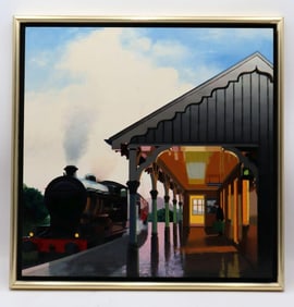 Philip Le Bas (British, b. 1925) "Superheater Plocton Station" Oil on Board