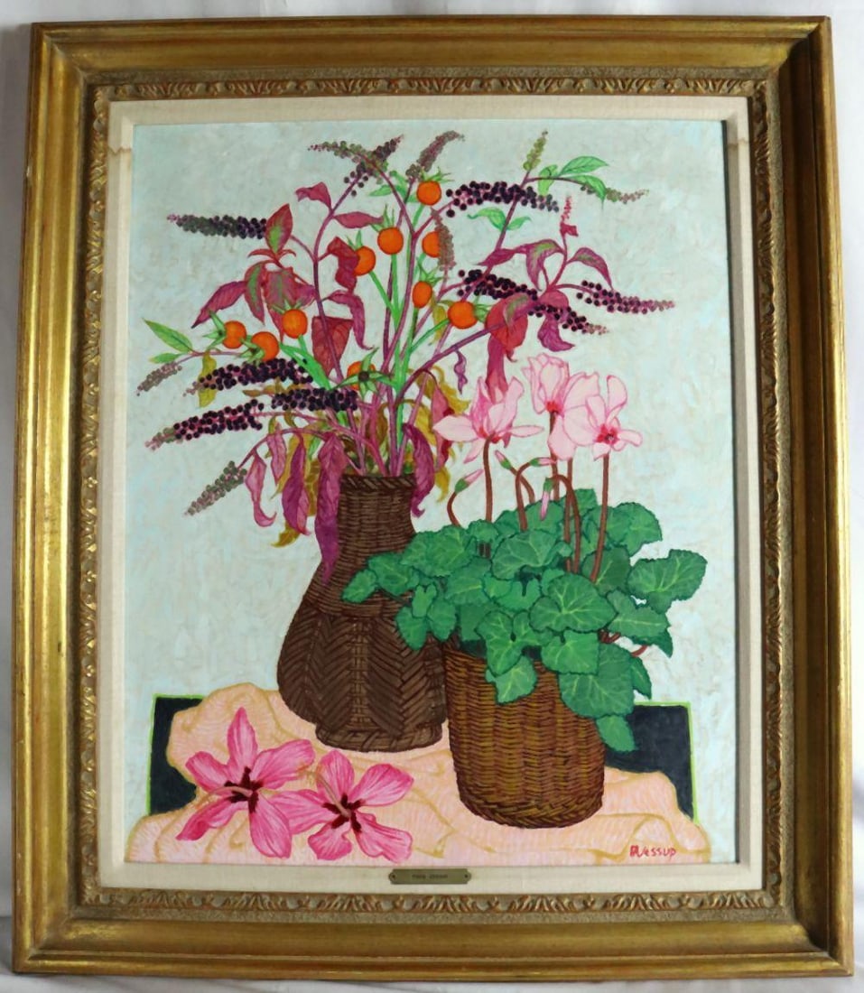 Frederick Jessup "Cyclamen" Oil Painting on Canvas (1 of 6)