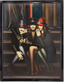 Shimon Okshteyn (Ukranian, b. 1951) "Cover Girls" Mixed Media on Canvas