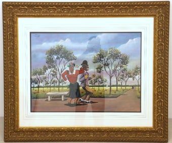 Florencio Molina Campos "Strolling in the Park" Gouache on Paper