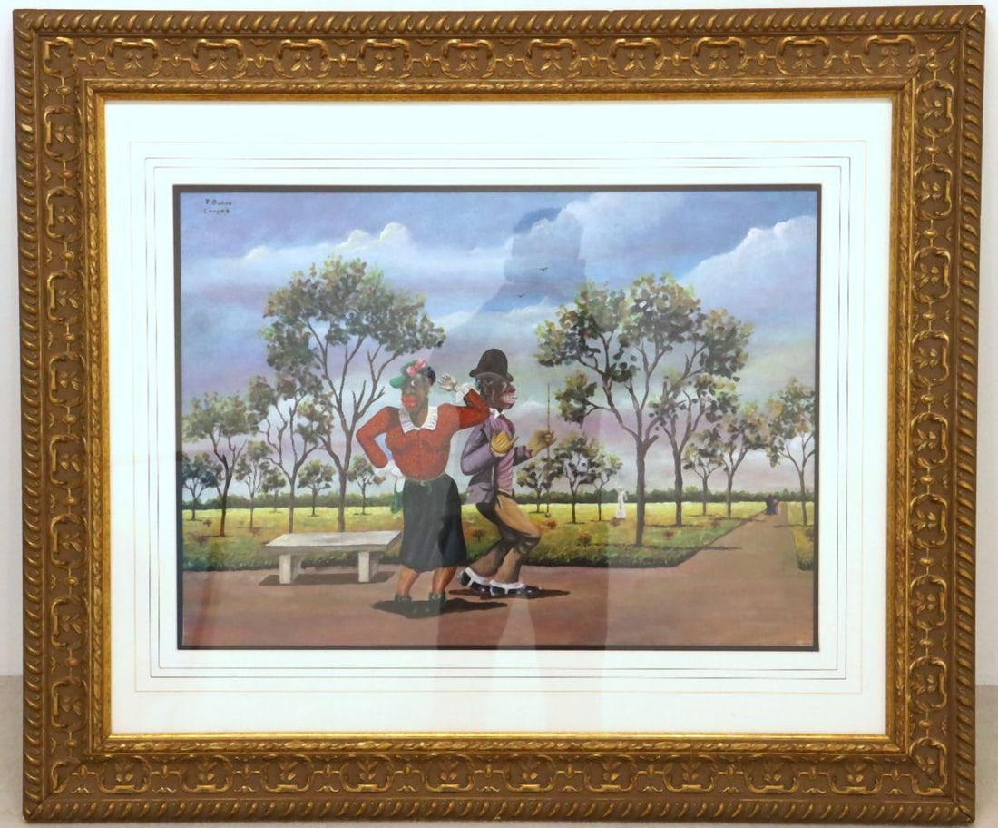 Florencio Molina Campos "Strolling in the Park" Gouache on Paper (1 of 6)
