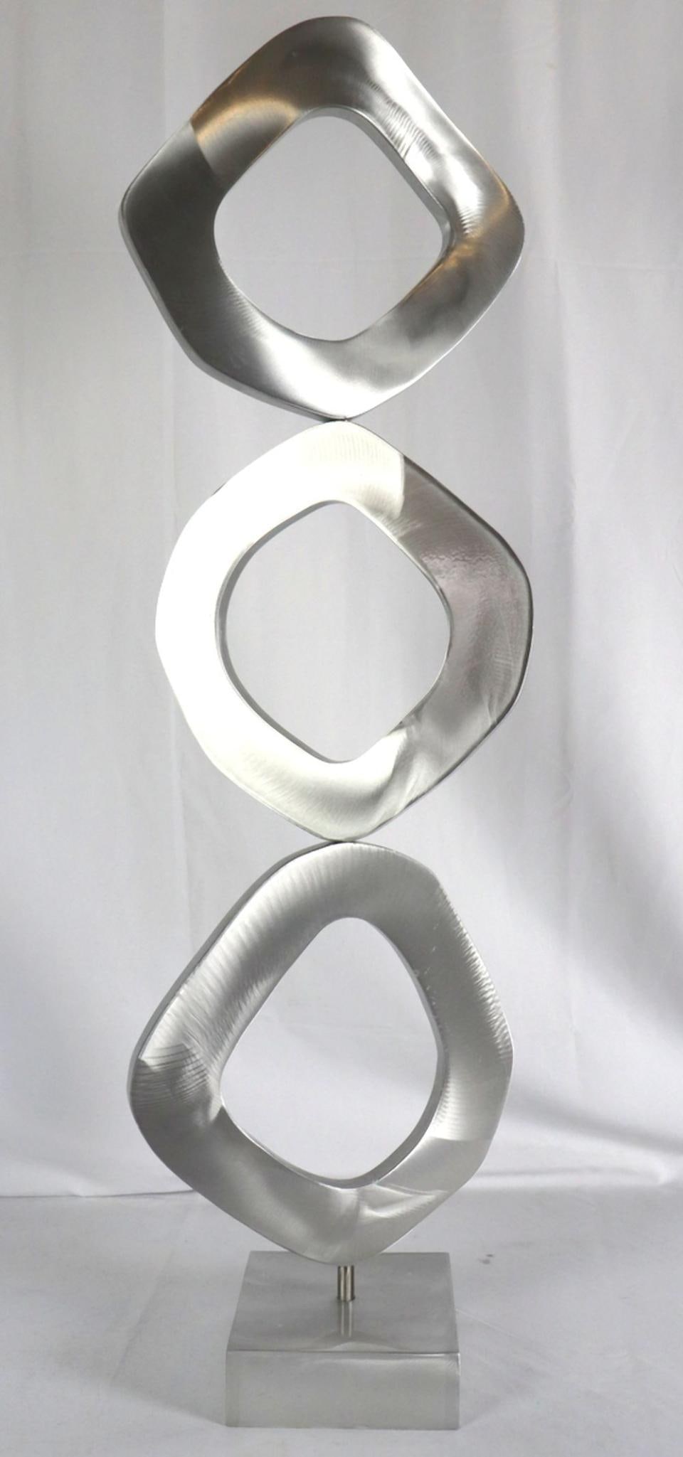 Joseph Meerbott (American, 20th C.) "Balancing Rocks" Chrome Sculpture (1 of 4)