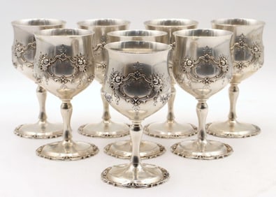 Rare 8 Pc. Reed & Barton "Francis I" Sterling Silver Goblets