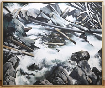 Lowell Nesbitt (American, 1933-1993) "Colorado Rapids" Oil Painting on Canvas