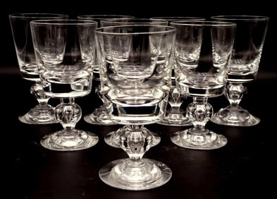 8 Pc. Steuben "Teardrop" Crystal Water Goblets