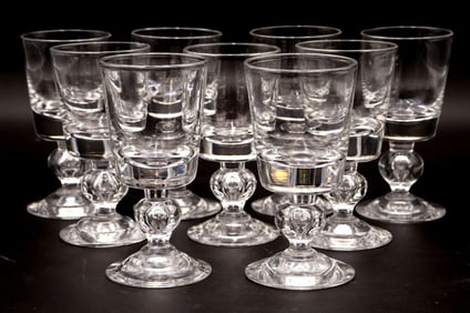 9 Pc. Steuben "Teardrop" Crystal Wine Glasses