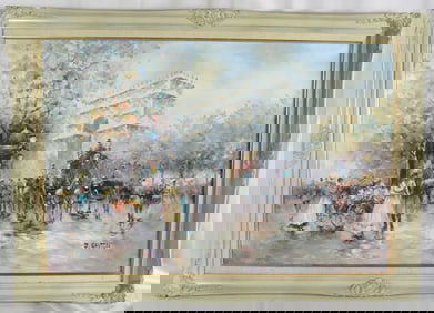 Johnny Gaston (Scottish, b. 1955) "Paris Scene" Oil Painting on Canvas