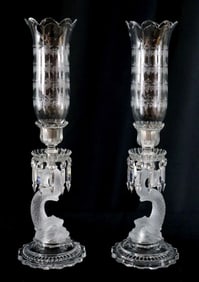 Antique Baccarat "Dauphin" Crystal Lamps