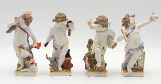 19th C. KPM "Four Seasons" Porcelain Putti Sculptures