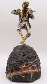 Yaacov Heller (Israeli, b. 1941) "Fiddler" Sterling Silver Sculpture