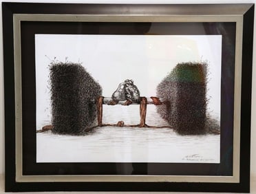 Wilfredo Barcelo (Cuban, b.1971) "La Contemplacion" Ink on Paper