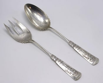 Gorham "Fontainebleau" Brite Cut Sterling Salad Set
