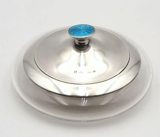 Skinner & Co. Guilloche Enamel & Sterling Silver Vanity Box