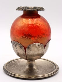 Rose Glass and Silver Plated Candle Stick