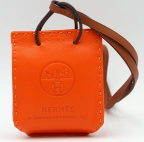 Hermes Sac Orange Bag Charm in Leather