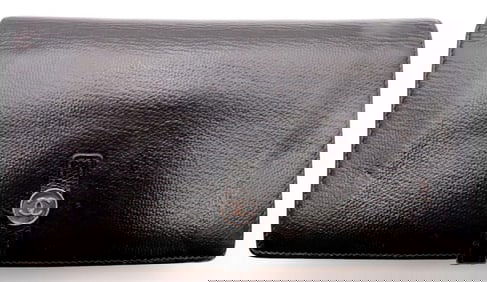 Chanel Continental Black Leather Clutch Wallet