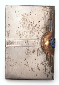 Art Deco 14Kt & Sterling Silver, Sapphire Case and Lighter