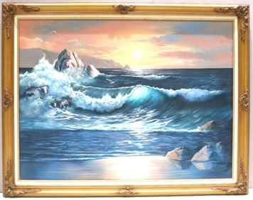 Pilar Wayne (Peruvian, b. 1928) "Twilight" Oil Painting on Canvas