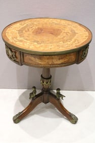 Early 20th C. French Marquetry Round Table