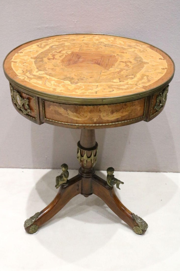 Early 20th C. French Marquetry Round Table (1 of 11)