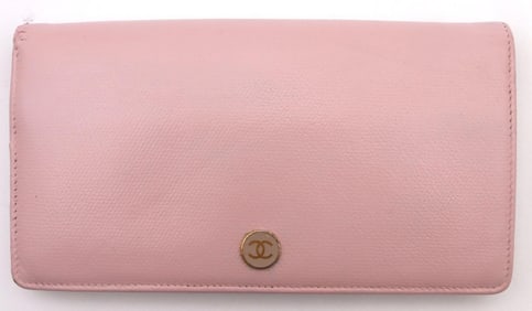 Coco Chanel Bifold Clutch Wallet in Carnation Pink