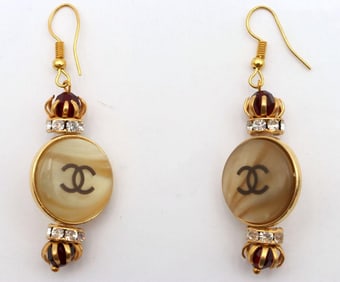 Coco Chanel CC Crown Jewel Dangle Earrings