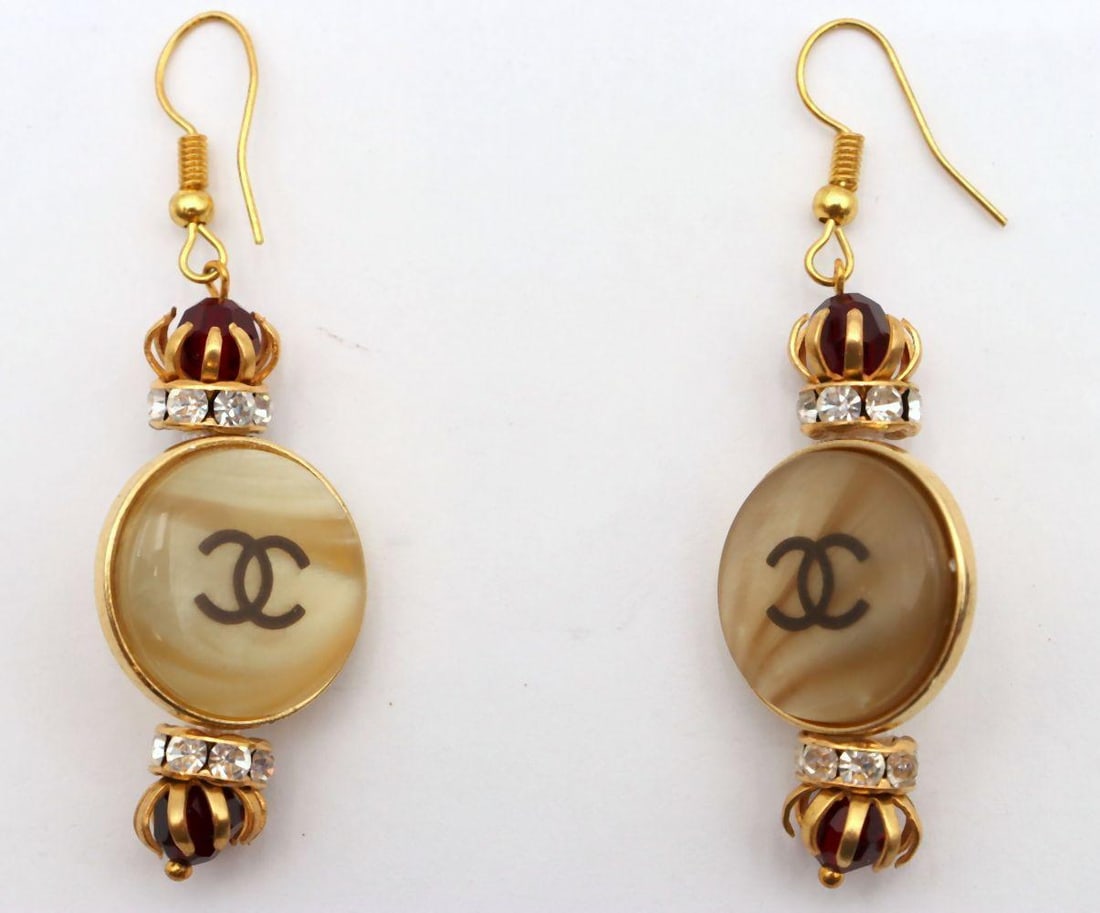 Coco Chanel CC Crown Jewel Dangle Earrings (1 of 4)