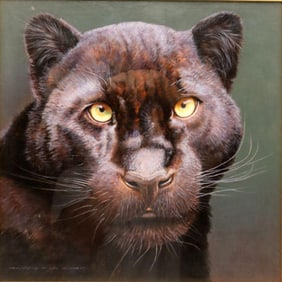 David Ord Kerr (British, b. 1951) "Black Panther" Oil on Panel