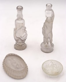 Vintage Glass Bottles and Soap Dishes