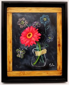 Georgina Love (American, b. 1959) "Chalkboard Bouquet" Oil on Board