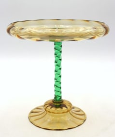 Vintage Italian Blown Art Glass Footed Compote