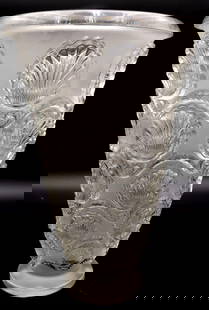 Lalique "Cancale" Crystal Vase: Lalique France "Cancale" Crystal Vase. With shell motif. Marking on the bottom of the Vase. Measurement approx.- 8 1/2" wide X 12" high. Have a similar item to sell? Contact us at