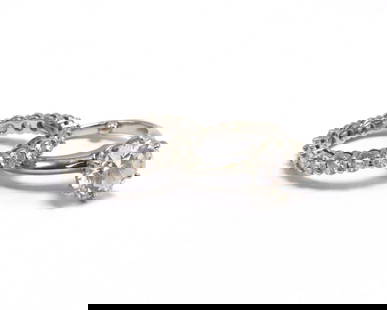 Rare Tiffany & Co. Platinum & Diamond Wedding Set: Rare Tiffany & Co. Platinum & Diamond Wedding Set. Tiffany & Co. 2.02ct. Solitaire Round Brilliant Cut Diamond Engagement Ring, retail approx. $80,000. Color - G, VVS clarity. Set also