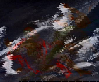 After Francois-Andre Vincent "St. Jerome" Oil Painting on Canvas (1 of 7)