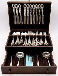 75 Pc. Elsa Peretti, Tiffany & Co. "Padova" Dinner Sterling Flatware Set: 75 Pc. Elsa Peretti, Tiffany & Co. "Padova" Dinner Size Sterling Flatware Set. This set contains 11 dinner forks - 8" 10 salad forks 10 tea spoons 10 oval soup spoons 10 5'