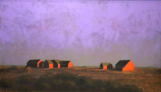 Robert Cardinal "Beach Cottages" Oil Painting on Canvas