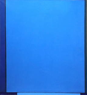 Ludwig Sander (American, 1906-1975) "Ticonderoga X": Ludwig Sander (American, 1906-1975) "Ticonderoga X" Oil Painting on Canvas. Dated 1961. (LSE #74). Measures approx. - 46" high x 42" wide. Signed on reverse. Depicting a deep blue